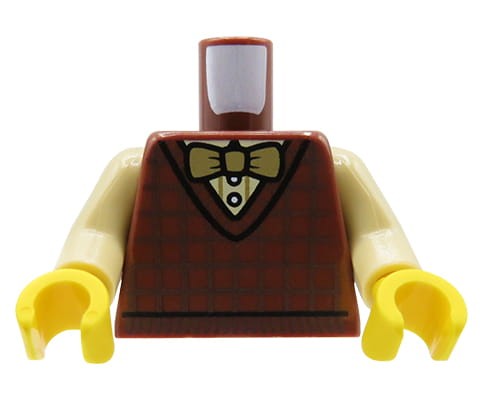 Accéder au produit Torse de figurine LEGO - gilet marron, nœud papillon, chemise