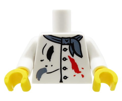 Accéder au produit Torse de figurine LEGO - artiste/peintre, blouse avec taches de peinture