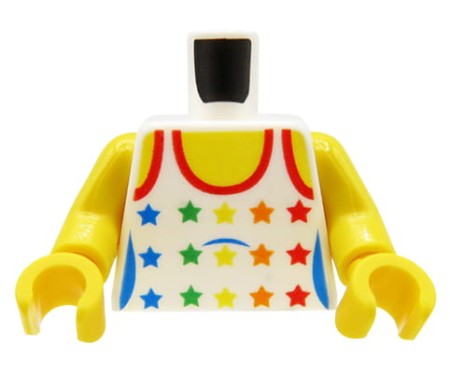 LEGO minifigure torso - white top with rainbow stars