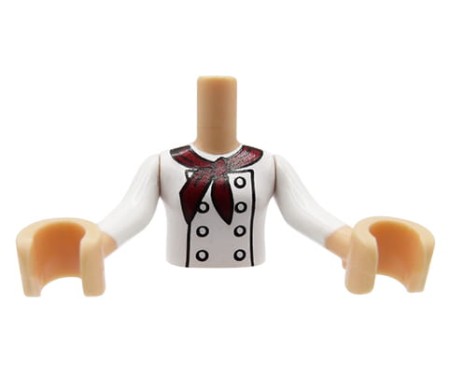 LEGO Friends tors figurki - kucharz / kucharka - biały fartuch kucharski, bordowa apaszka