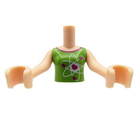 LEGO Friends minifig torso - lime top with hearts, light nougat arms
