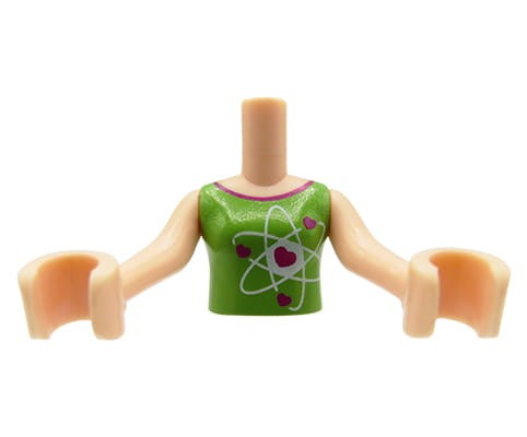 Accéder au produit Mini-torse de poupée LEGO Friends - haut citron vert avec cœurs