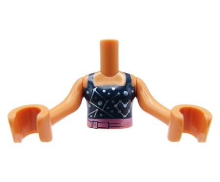 LEGO Friends tors figurki - granatowa koszulka na ramiączkach z opalizującymi wzorkami i różowym paskiem