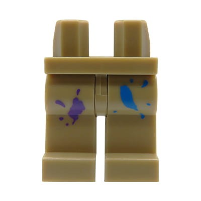 LEGO minifigure legs - painter / dark tan pants with paint spots.