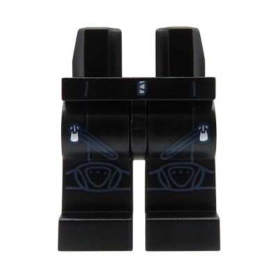 LEGO minifigure legs - black pants with pockets with silver zipper