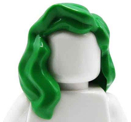 LEGO minifigure hair - female, green, long and wavy