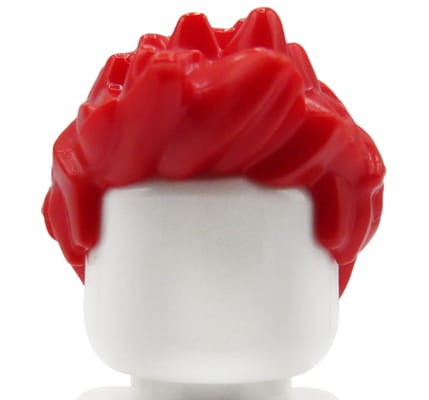 LEGO minifigure hair - male, red, spiked