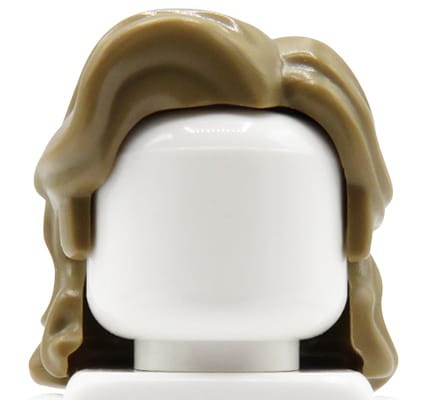 LEGO minifigure hair - male, dark blonde, long, wavy