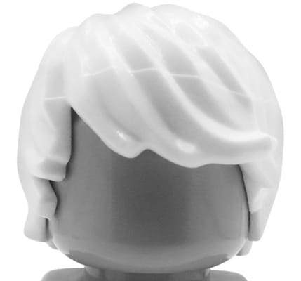 Accéder au produit Cheveux de figurine LEGO - blancs, ébouriffés, raie sur le côté