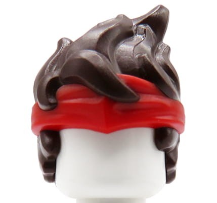 Go to product LEGO minifigure hair - male, dark brown, spiky, headband