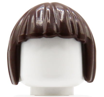 Accéder au produit Cheveux de figurine LEGO - femme, brun foncé, frange, coupe au carré