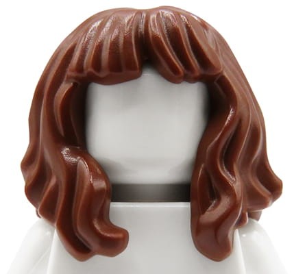 LEGO minifigure hair - woman, reddish brown, long with bangs