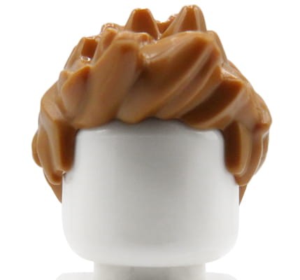 LEGO minifigure hair - male, light brown, spiked