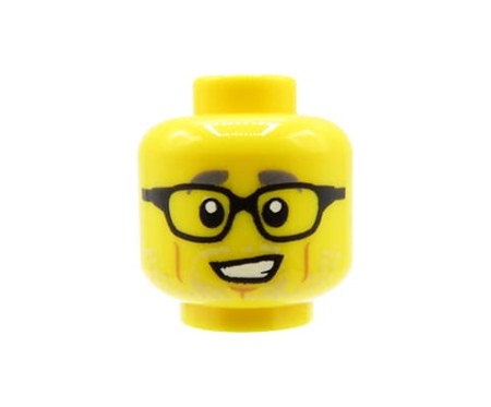 LEGO głowa / główka figurki - męska, okulary, uśmiech