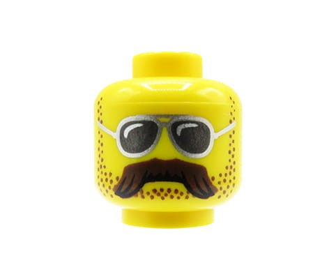 Accéder au produit Tête de figurine LEGO - homme, lunettes de soleil, moustache