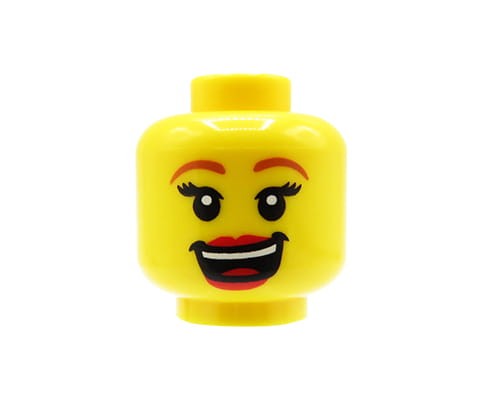 Accéder au produit Tête de figurine LEGO - femme, sourire ouvert, lèvres rouges