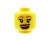 LEGO minifigure head - woman, open smile with teeth, red lips, long eyelashes