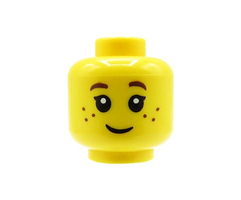 Accéder au produit Tête de figurine LEGO - enfant, sourire, taches de rousseur