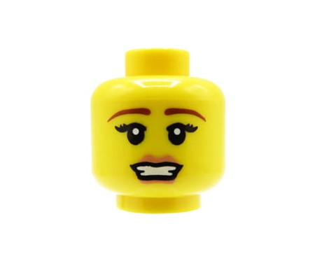 LEGO głowa / główka figurki - damska, uśmiech, widoczne zęby