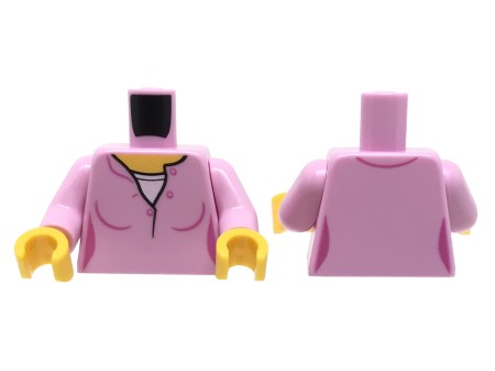 LEGO minifigure torso - female bright pink shirt with buttons.