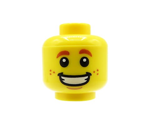 Accéder au produit Tête de figurine LEGO - homme, sourire ouvert, taches de rousseur