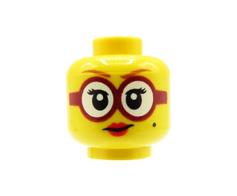 Accéder au produit Tête de figurine LEGO - femme, lunettes rondes, lèvres rouges