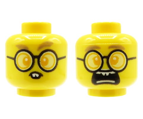 Accéder au produit Tête de figurine LEGO - lunettes rondes, dents saillantes