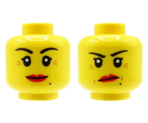 Accéder au produit Tête de figurine LEGO - femme, lèvres rouges, sourire / agacé