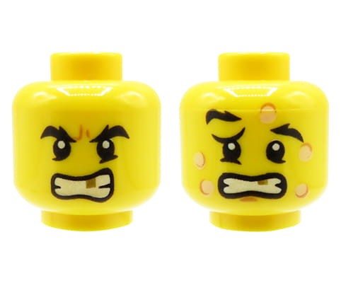 Accéder au produit Tête de figurine LEGO - homme, dent en or / boutons
