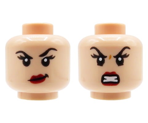 Go to product LEGO minifigure head - female, light nougat, smirk / angry