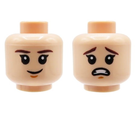 LEGO minifigure head - child, light nougat, dual sided (smile / scared)