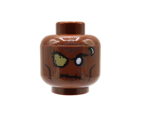 LEGO głowa / główka figurki - zombie / alien / zjawa bez oczu, zaszyte usta