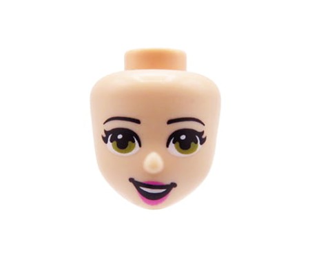 LEGO Friends głowa / główka figurki - zielone oczy, różowe usta, uśmiech