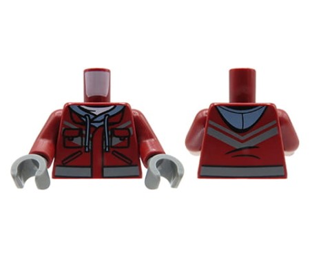 LEGO minifigure torso - dark red hooded sweatshirt