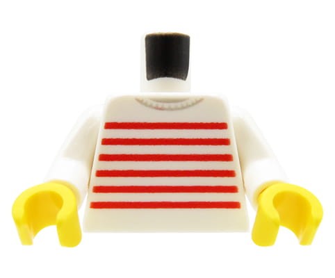 Go to product LEGO minifigure torso - white sweater with red stripes 