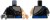 LEGO minifigure torso - black robe, open left arm, ammo belt