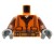 LEGO minifigure torso - worker / orange safety vest with reflective stripes, reddish brown shirt, gloves