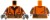 LEGO minifigure torso - worker / orange safety vest with reflective stripes, reddish brown shirt, gloves