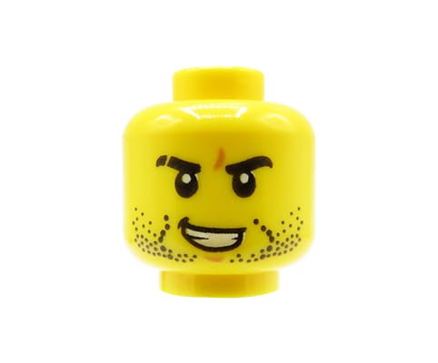 Accéder au produit Tête de figurine LEGO - homme, barbe de trois jours, sourire