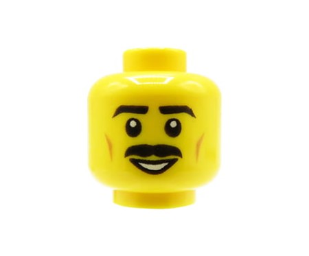 LEGO minifigure head - man, black moustache, smile