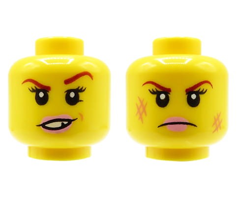 Accéder au produit Tête de figurine LEGO - femme, double face, dent cassée