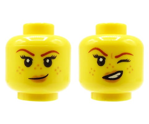 Accéder au produit Tête de figurine LEGO - femme, taches de rousseur, double face