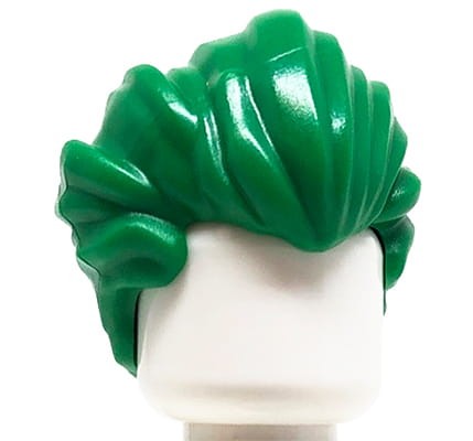 LEGO minifigure hair - male, green, bushy