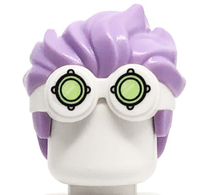 Accéder au produit Cheveux de figurine LEGO - lavande avec lunettes blanches