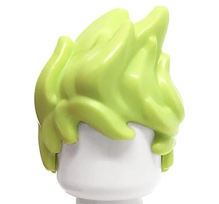 LEGO minifigure hair - man / boy, yellowish green, spiked up
