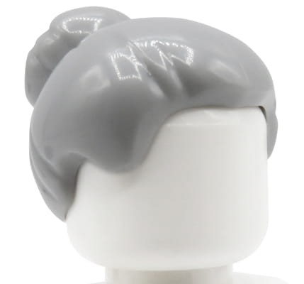LEGO minifigure hair - female / grandma, gray, bun