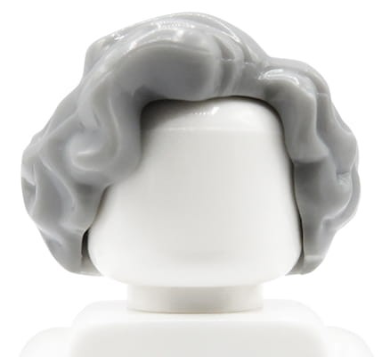 LEGO minifigure hair - female / grandma, gray, wavy