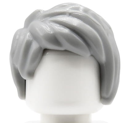 LEGO minifigure hair - female, gray, short with side part