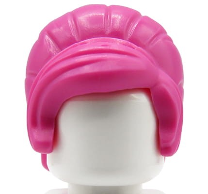 LEGO minifigure hair - female, dark pink, beehive style with sideways fringe