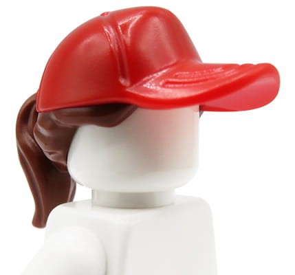 LEGO włosy figurki - damskie, brązowe, czapka z daszkiem